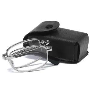 접이식 휴대용 돋보기 안경테 4 x 5cm 초미니 가죽케이스 최고급 프레임 아시안핏 디자인