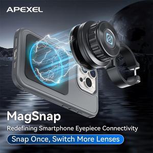 APEXEL 마그네틱 폰 클립 아이피스 커넥터 36-46/45-55MM 알루미늄 합금 망원렌즈 아이피스 홀더 폰 렌 보