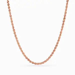 18K 목걸이 할로우 로프 체인 핑크 골드