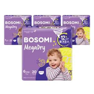 보솜이 메가드라이 팬티 기저귀, 점보형, 20매, 4팩, 1개(80매)