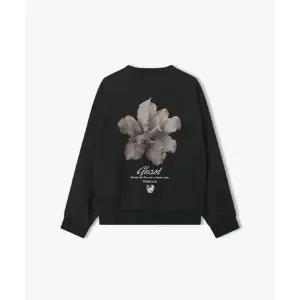 리버클래시 LLF42601 블랙 오버핏 빅플라워 백프린팅 맨투맨 티셔츠