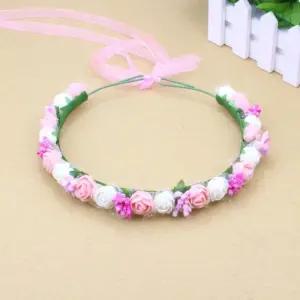 인디핑크 화이트 18송이 장미 꽃 화관 머리띠 조화/셀프/웨딩/촬영/브라이덜샤워/결혼/축하/이벤트/포토