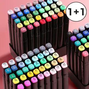 [5시건 당일배송] 1+1 파격할인 더블헤드 트윈마카펜 디자인 마카세트 유성 컬러마커 48색 전문가용