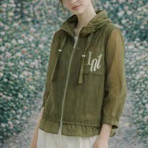 올리브그린 A24 SS 시스루 페플럼 썸머 아우터 2종