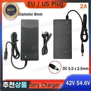 42V 54.6V 2A 리튬 배터리 충전기 DC 5.5mm 파이 8mm 플러그 AC 100-240V 36V 48V 전원 어댑터 EU US