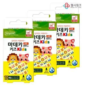 동국제약 마데카 습윤밴드 키즈 10매입(x3개) 어린이 영유아 캐릭터 상처 방수 메디패치