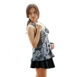 여자 커버업 도트 4p 세트 홀터넥 수영복 블랙 비키니