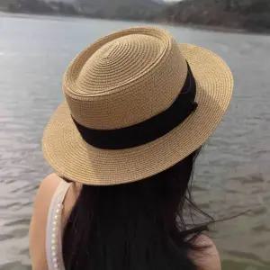 여성 플랫 썸머햇 밀짚모자 여름 페도라 파나마햇