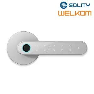 [웰콤]ART L30 실버 목문용 디지털도어락 지문인식 카드키2개 번호키 무타공 방문손잡이 판넬문 나무문