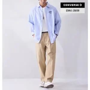 [컨버스](광주신세계)MCJ402-UFC 스트라이프 롱슬리브 우븐 카라 티셔츠 오버핏