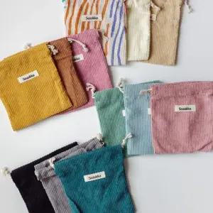 코듀로이 파우치 12종 생리대 화장품 케이블 여행용 이너백 겨울 복주머니
