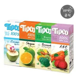 [웅진식품] 팁코 쇼군 오렌지주스 200mL 12개+12개(쇼군오렌지,브로콜리,코코넛워터,ABC 중 택2)