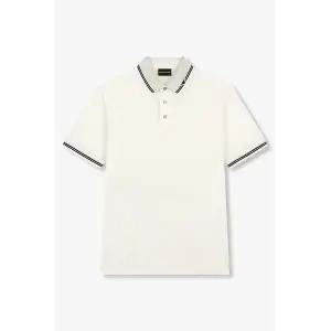 [엠포리오아르마니] 배색 스트라이프 폴로 셔츠 화이트 151477577
