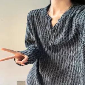 남친 이너 가을 티 티셔츠 브이넥 스트라이프 후드 무늬 긴팔 빈지 admr3