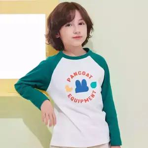 [팬콧키즈] 스탬프아이즈 배색 라글란 롱슬리브(TURQUOISE MINT)