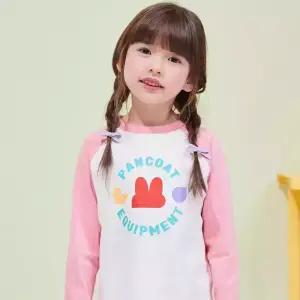 [팬콧키즈] 스탬프아이즈 배색 라글란 롱슬리브(PINK)