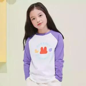 [팬콧키즈] 스탬프아이즈 배색 라글란 롱슬리브(DARK VIOLET)