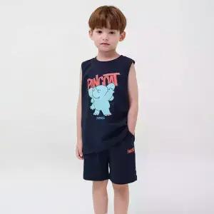 [팬콧키즈] 팝프랜즈 슬리브리스 셋업(NAVY)