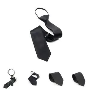 지퍼넥타이 5.5cm 자동 지퍼넥타이/검정/넥타이/블랙/검정색/정장/양복/면접/회사원/남자/남성용