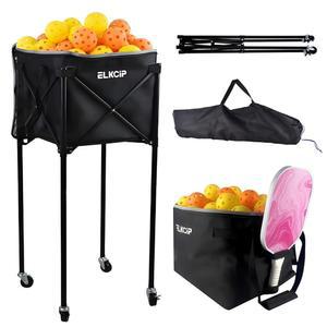 ELKCIP 휴대용 피클볼 및 테니스 공 수집기 - 리트리버 바스켓 캐리어 피커 호퍼 컨테이너, 공용 피킹 보관용 훈련 도구