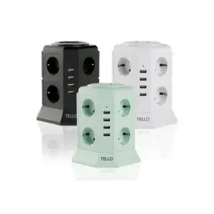 텔로 USB 타워형 멀티탭 콘센트 12구 안전 멀티탭 (옵션선택)