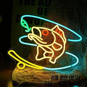 낚시 네온 불빛 LED 디밍 가능 벽 장식 USB 저장소 요트 남자 동굴 거실 소년 선물
