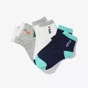 [보리보리/휠라 키즈]키즈 3매입 세로 리니어로고 중목양말 (FK3SCE6370X_NAY)