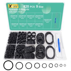 XBVV 420개 ORS/ORFS 플랫 페이스 피팅용 유압 오링 키트 9사이즈 Buna-N 70A 씰 키트(수압 픽 포함), SAE J1453 피팅, 펌핑, 사이즈 1/4 u203