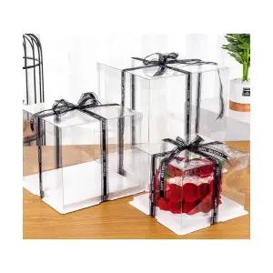 투명 케이크 박스 상자 선물 포장 용기 케이스 받침 포함 10매세트