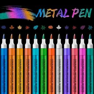 컬러 마커펜 12색 메탈릭 색상 사인펜 세트