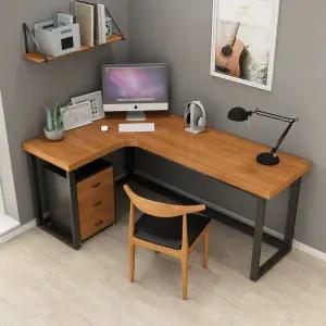 원목 l자형 책상 데스크 ㄱ자형 서재 엘자 작업 나무 책고정 원목책상