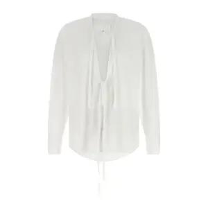 메종마르지엘라 브이넥 타이 리본 롤 컷 헴 셔츠 S67DT0031S43001 100