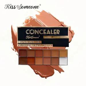 12색 컨실러 어두운 피부용 방수 풀 커버 파운데이션 메이크업 뷰티 얼굴 자외선 차단 파우더 블러셔