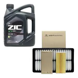 ZIC 아반떼CN7 가솔린 엔진오일 지크 X7 제로 0W30 4리터 순정 오일필터 에어필터