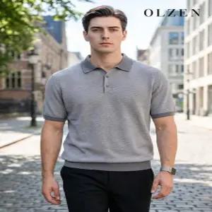 [올젠]오가닉코튼 배색 카라 니트 (ZOE2ET1301)