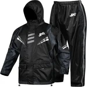 J.A.G 남녀용 오토바이 레인 수트 - 방수 재킷 및 바지 2피스 후디가 포함된 반사 코트
