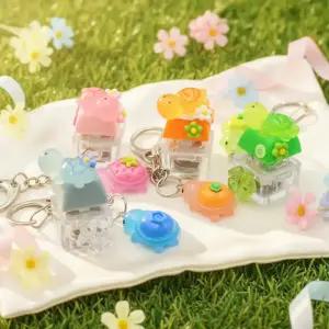 10인용 행운의 네잎클로버 거북이 키캡 키링 만들기 키보드 키링 청축 커스텀 재료 열쇠고리 공예 부자재 학교 단체 체험 봄이오나봄 키트