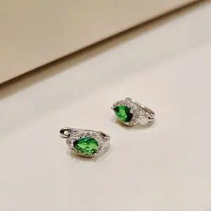 S773 여성 영롱한 에메랄드 포인트 블링블링 물방울 디자인 은