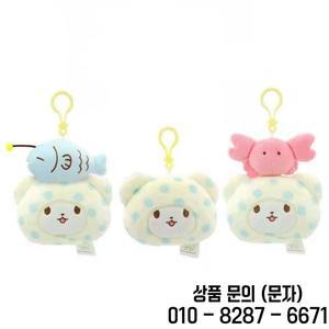 새로운 귀여운 Marumofubiyori 곰 얼굴 플러시 키 체인 10CM 작은 펜던트 14세 이상 선물 용품 장난감