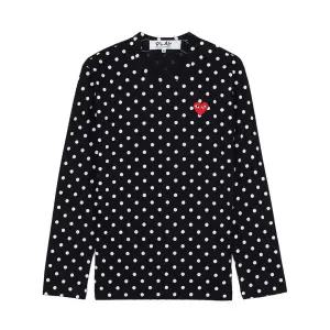 [롯데백화점]꼼데가르송 FW25 공용 하트 와펜 도트 티셔츠 AX T166 051 BLACK WHITE