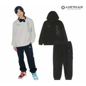 [에어워크주니어]주니어 라인 로고 그래픽 후드 조거팬츠 셋업