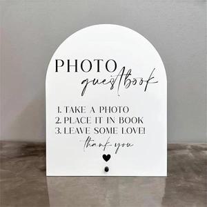 스탠드가 있는 우아한 아크릴 웨딩 사진 방명록 - 및 리셉션 기념일 생일 파티에 적합