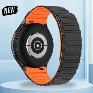 삼성 워치 갤럭시 7 6 5 4 40mm 클래식 5Pro 스트랩용 갭 없는 실리콘 마그네틱 밴드