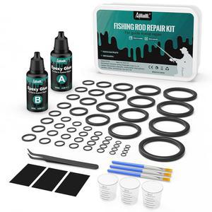 아일리 낚싯대 수리 키트, 아일렛 - 교체용 13사이즈 52Pcs 세라믹 가이드 링, 막대 팁 액세서리 및 장비 | 고단도 저마찰 / A&B 에폭시 접착 트위저