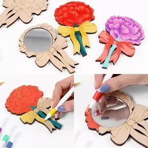 MDF 카네이션 손거울 만들기 팬시우드 거울 어버이날 스승의날 만들기재료 (30개) 무료배송