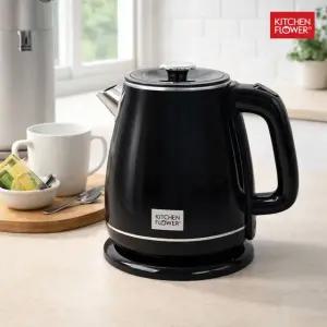키친플라워 블랙 1.8L 전기포트 스텐 이중단열 무선포트 전기포트 KEK-1825/NSM