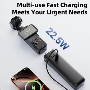 노혼 5000/10000mAh 대용량 배터리 핸들 DJI 오즈모 포켓 3용 22.5W PD 고속 충전 배터리 휴대용 배터리 핸