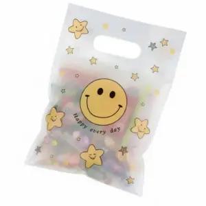 (사이즈 소)5월 어린이날 답례품 봉투 스마일 비닐백 100매 소형 간식 선물 포장지 교회 학원