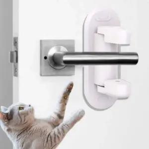 현관 QTK893D7 방문 손잡이 문 열림 방지 문고리 고정 이중 잠금 장치 안전 고리 무타공 문걸쇠