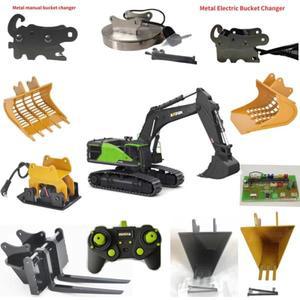 Huina 593 굴삭기 개조용 금속 수동 전기 버킷 체인저 사다리 포크 버킷 전기 흡입 컵 원격 제어
